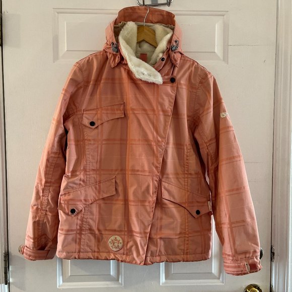 Burton Jackets & Blazers - Butron Woman's Peach/Plaid Snowboarding Snow Jacket Sz Med